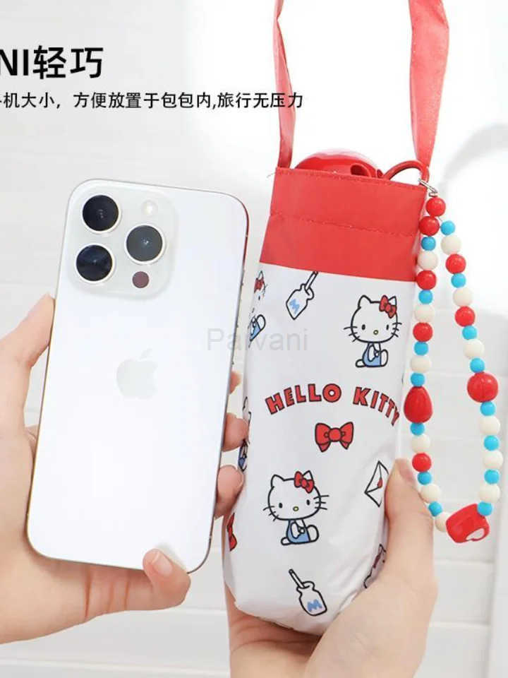Sanrio Sanrio Hello Kitty Kawaii Umbrella Super Cute Girl Folding Manual Umbrella Sun Protection Sunshade Cute Cartoon Windproof Mini L251029