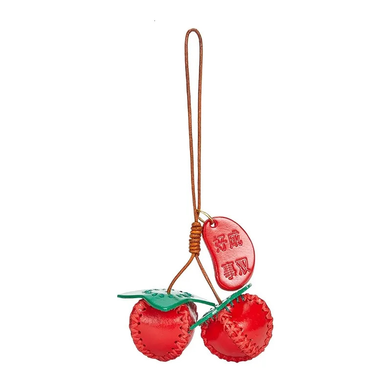 Persimmon charm cow leather fashion highend tomato keychain decoration pendant good things come to pair bag accessories 251029