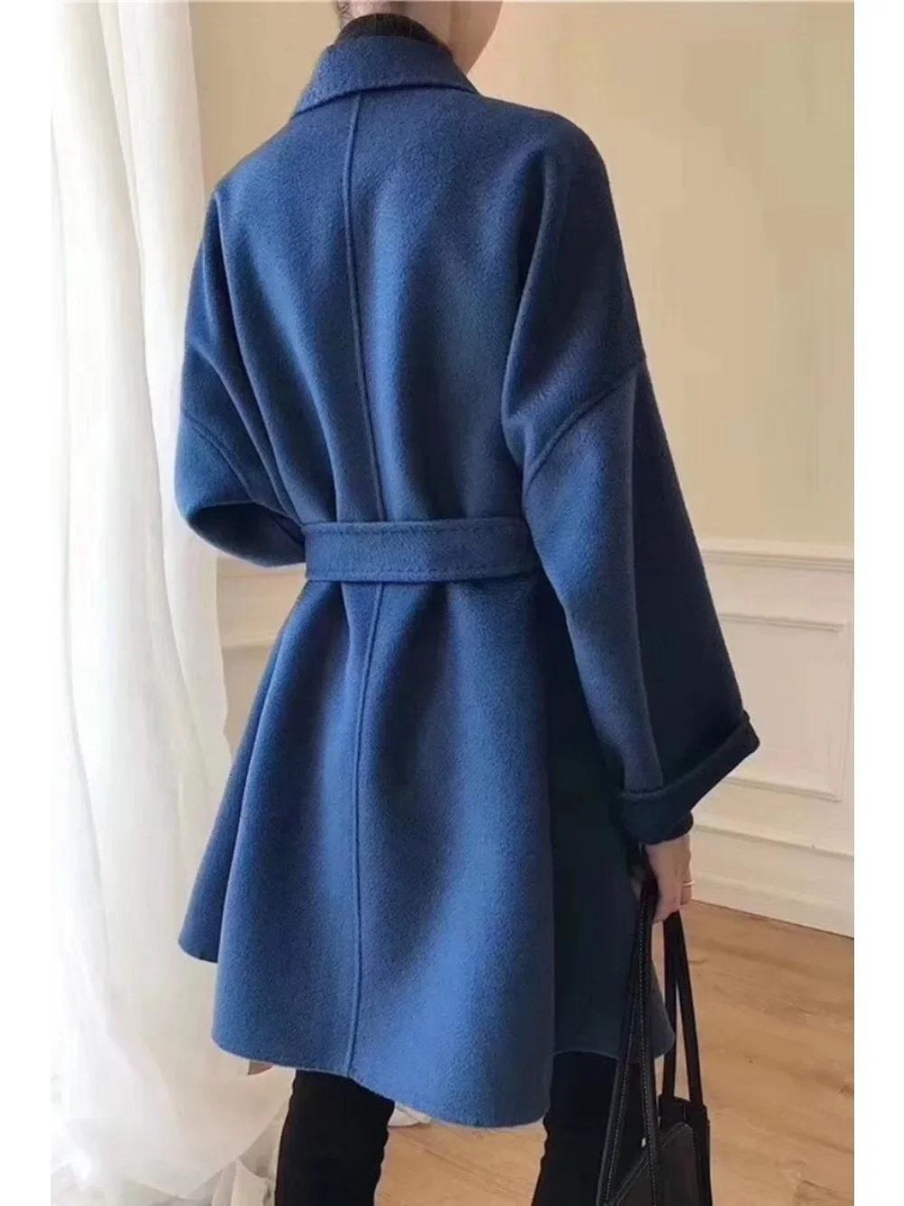 Winter Casual Adjustable Waist Wool Coat Women Water Ripples Woolen Jackets female Autumn Camel Commuting 251028