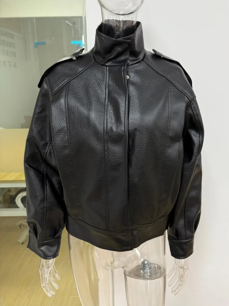 Chic Fashion Pu Leather Jackets Loose Female Short Outerwear Trend Casual Highquality Coats Vintage Motorcycle Fall Street Wear 251029