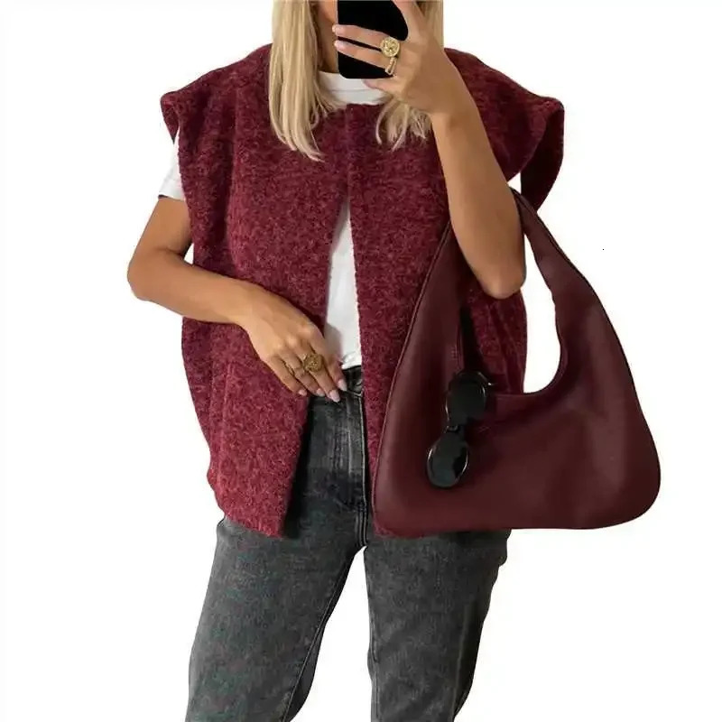 Korean Dongdaemun Vneck Doublesided Handsewn Woolen Vest Womens Elegant Woolen Vest Fashionable Outerwear Jacket 251029