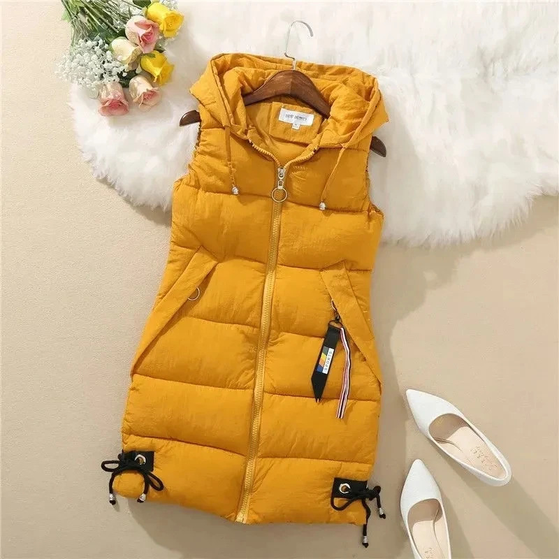 Autumn Women Vest Winter Puffer Parkas Coat Casual Pocket Hooded Waistcoat Female Sleeveless Jacket Outerwear 251027