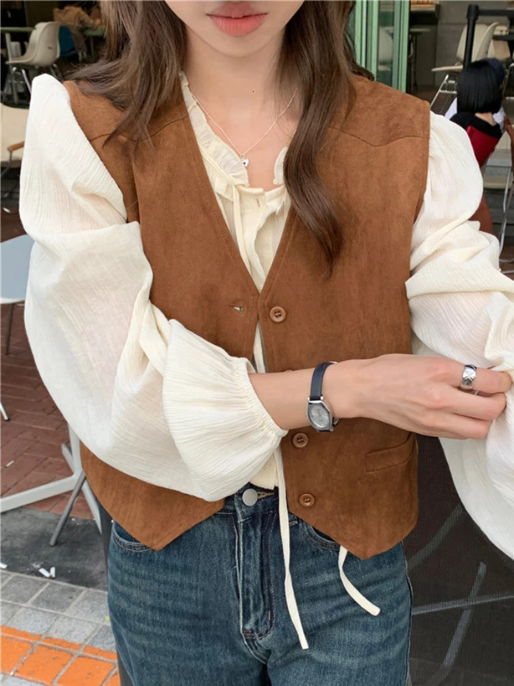 Fashion Vests Women Spring Autumn Coat Allmatch Cleanfit Casual Temper Korean Fashion Preppy Harajuku Streetwear Womens Chic 251029