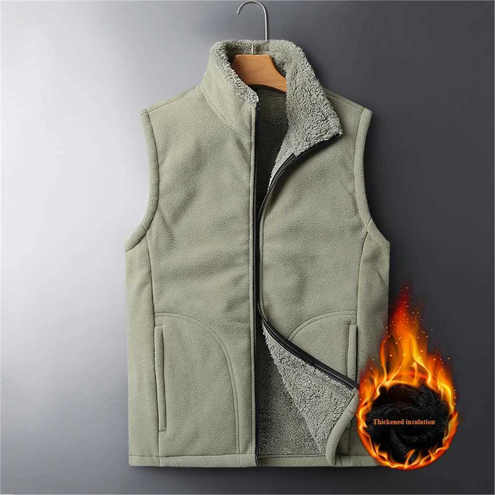 For autumn and winter mens woolen vests velvet sleeveless thermal vests M8XL cashmere plussize standup collar vests W251029