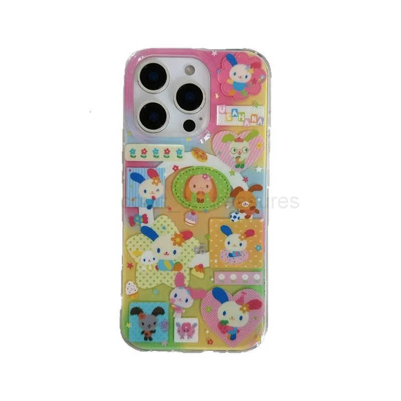 Rainbow Rabbit dopamine bunny art Phone case For iPhone 17 16 15 14 13 Pro Max Case Cute Luxury Cartoon shockproof Cover M251029