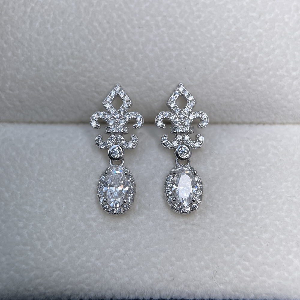 TaiYang GRA 0.5CT 4x6 Oval Moissanite Drop Earrings for Women, Luxurious 925 Sterling Silver Wedding Engagement Diamond Earring with Moissanite Certif