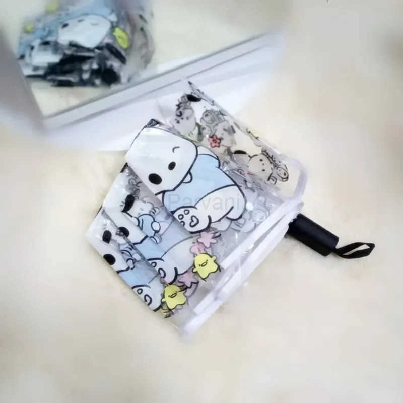 Sanrio Sanrio Manual Folding Umbrella Hello Kitty Cinnamoroll Kuromi Melody Cartoon Ins Thickened Transparent Umbrella Gifts L251029
