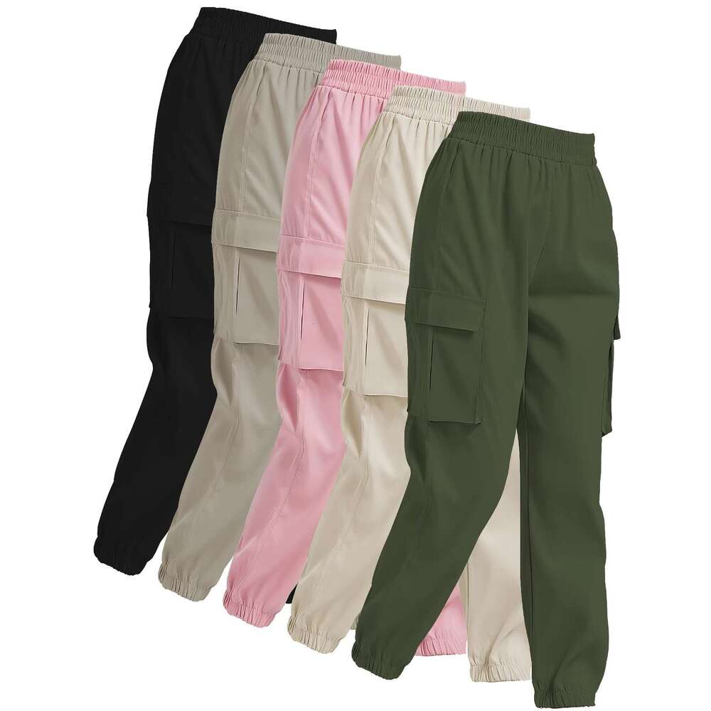 5pcs Solid Color Pocket Jogger Suitable for Autumn And Winter Casual Elastic Waist Sports Pants, Women's Clothing, Jogging Pants