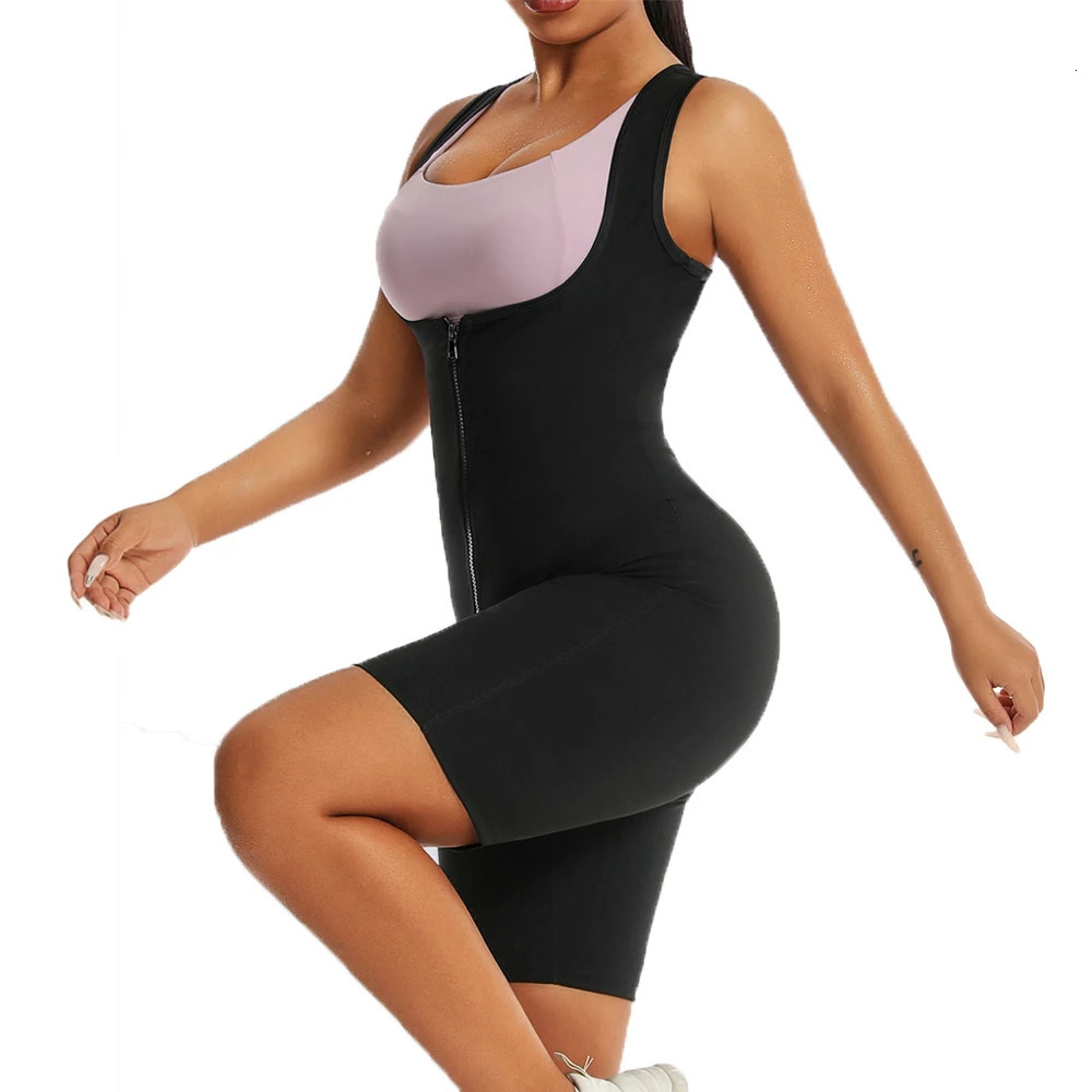 Women Thermo Sauna Bodysuit One Piece Jumpsuit Shapewear Fitness Workout Sweating Bodysuit Body Shaper Thigh Trimmer Shorts 251029