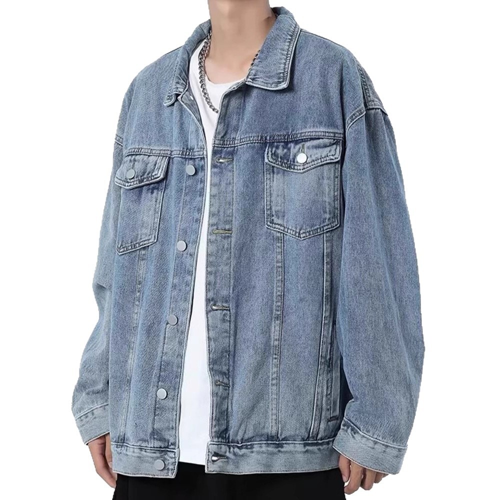 American Designer Jacket Style Denim Jacket For Men Loose Fit Top Cool Trendy Spring Autumn Casual Versatile Workwear Jacket Trendy
