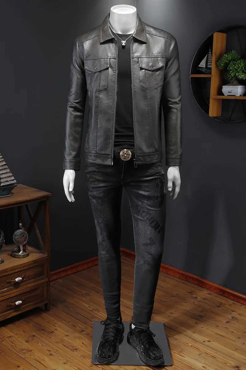 Highquality Mens Leather Jacket Fashion Casual Motorcycle Bike Leather Jackets Handsome Streetwear Waterproof Mens ClothingT251029