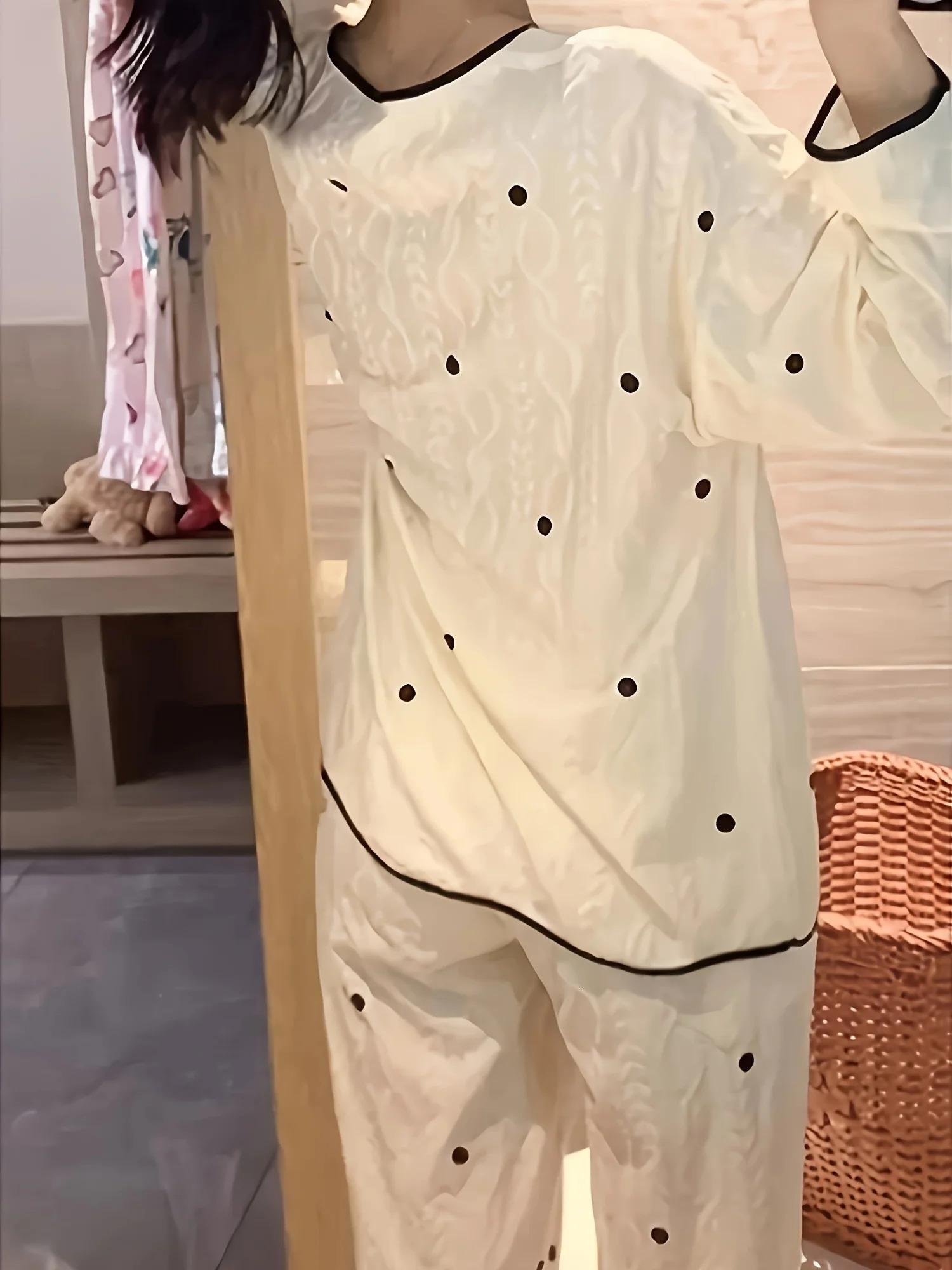 HighAesthetic Womens Pajama Set for Spring Autumn Long Sleeve Dress Premium Minimalist LazyStyle Loungewear 251029