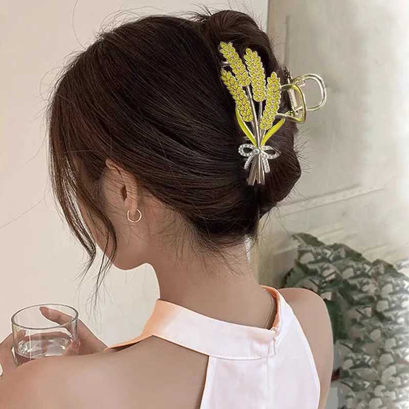 Korean Wheat Ears Hair Claws Hairpins For Women Fashion Clip Metal Crab Headwear Hair Accessories Wedding Birthday GiftW251028