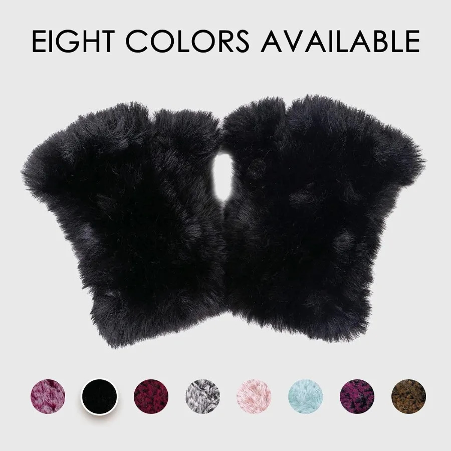 Women Faux Fur Fingerless Gloves Soft Winter Gloves with Furry for Outdoor Activities Ideal Winter Warm Costume Accessor 251029