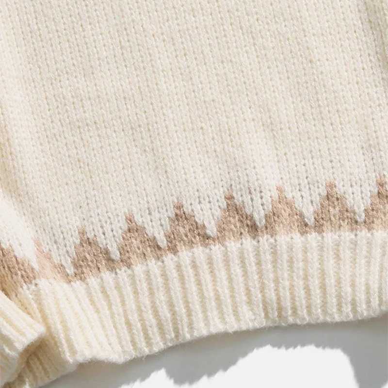 2024 AutumnWinter Ethnic Style New Casual Top Knitted Sweater Splicing Y2K Ethnic Clothing Sweater Top Warm Cartoon Sweater J251029