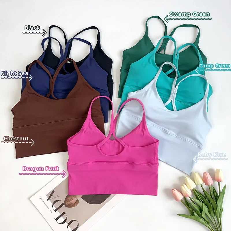 Solid Color Women Tops Back Cross Strap Tank Top Push Up Running Sports Bra Breathable Fitness Beauty Solid Color Yoga BraXJ251029