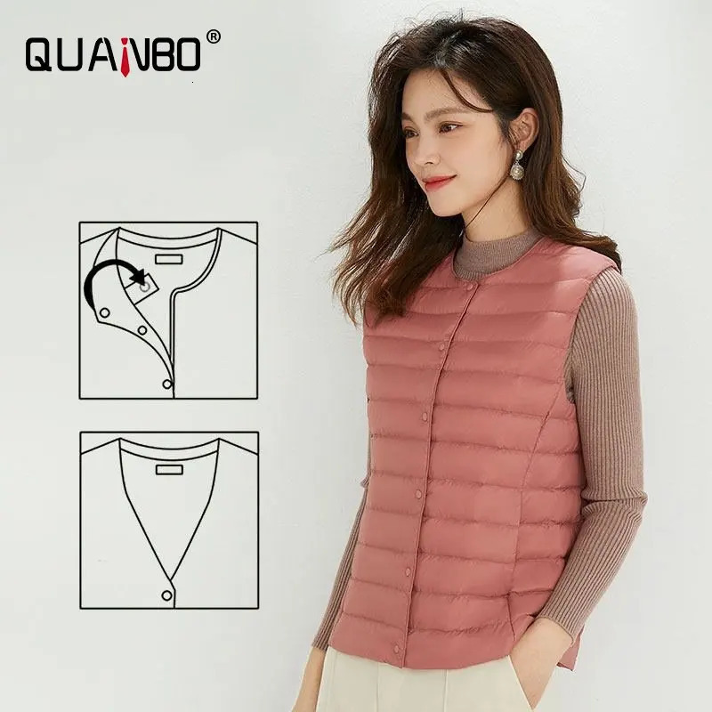 Women Sleeveless Puffer Vest Womens Ultra Light Down Vest Women Two Ways Waistcoat Portable Warm Sleeveless Winter Liner 251029