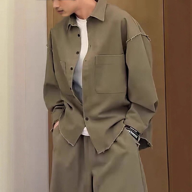 Spring New Men's Designer Jacket Fashion Brand Turn-down Collar Shirt Elegant Solid Color Simple Versatile Casual Loose Top Jacket