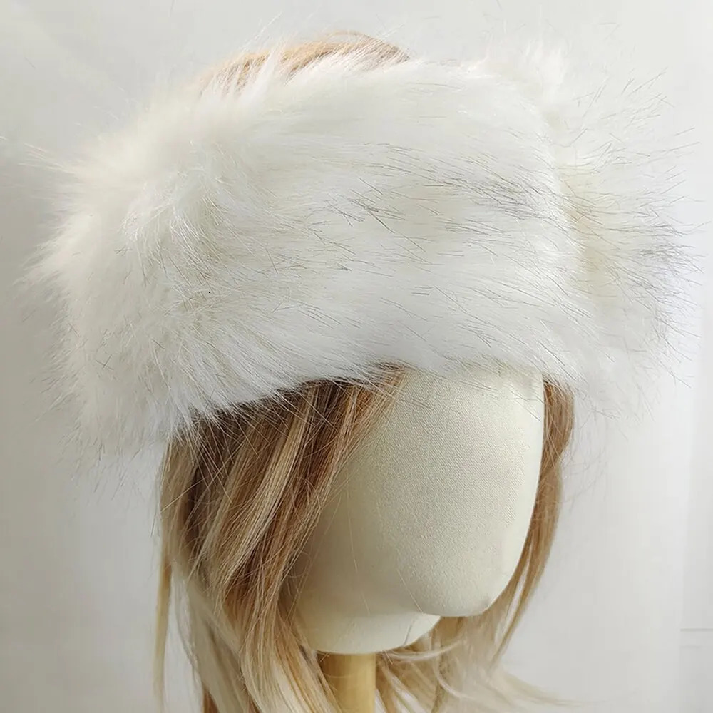 Autumn and Winter Real Rabbit Hair Band Hair Hoop Womens Warm Fur Hat Vintage Wide Edge Plush Headband 251029