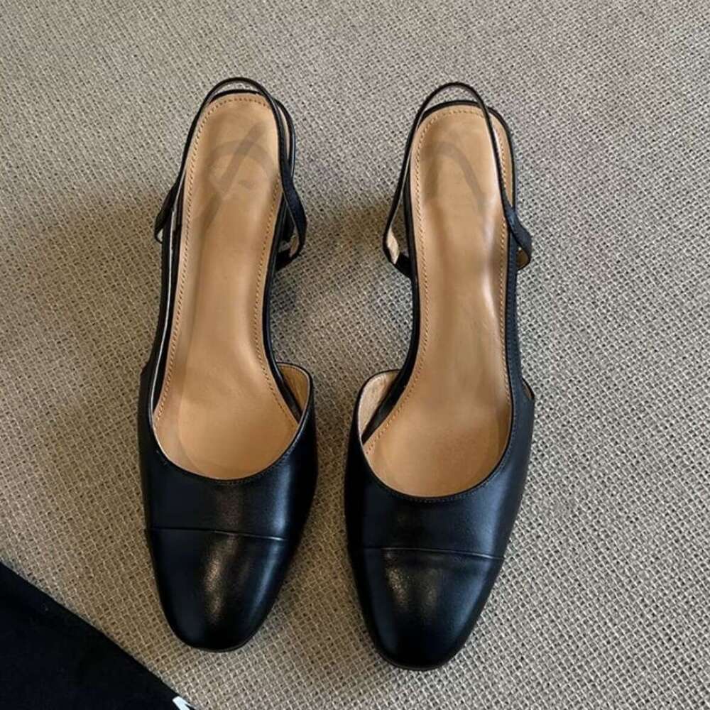 2025 New Elegant French Minimalist Chic Designer Shoe Women's Solid Color Buckle Strap Versatile Lady Summer Mid-Heel Sandals