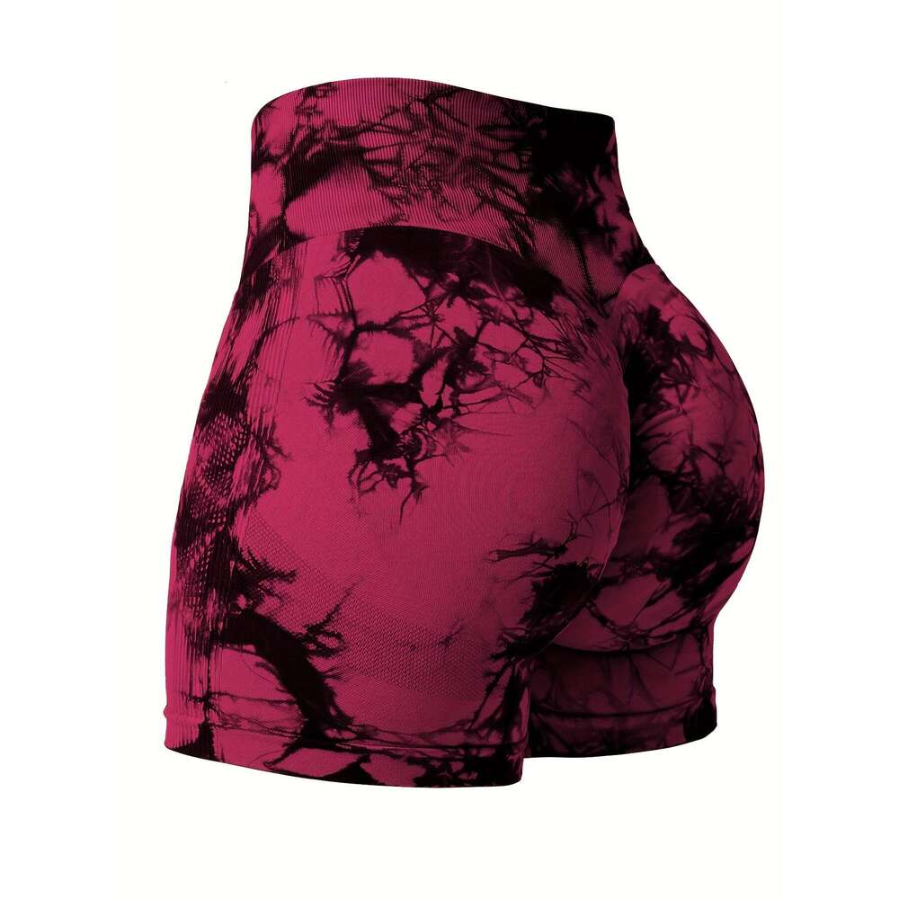 12 Pcs Tie-Dye Drawstring Hip Lifting High Waisted Yoga Fiess Seamless Buttless Biker Shorts, Women's Sportswear