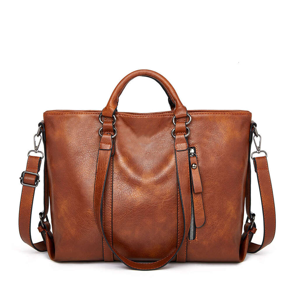 Trendy Women's New Fashion Soft Leather Large Capacity Tote Bag Shoulder Handbag