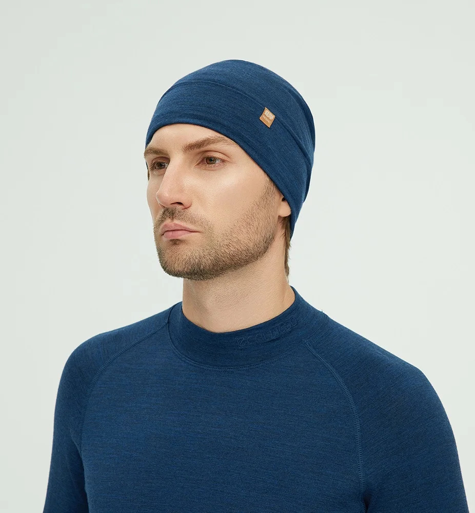 ZEALWOOD Merino Wool Beanie Mens Womens Hat Warm Winter Skiing Mask Cycling Cap Elastic Scarf Soft Bonnet Casual 251013
