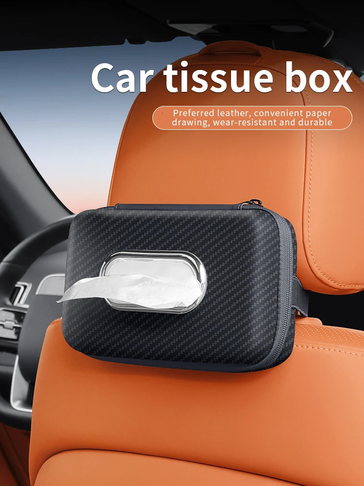 Car mounted tissue box drawer box creative car armrest box backrest hanging multifunctional sun visor fourcolor tissue bag 251029