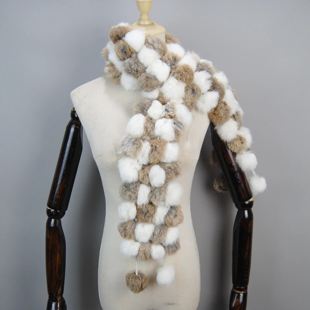 Women Winter Warm Rabbit Fur Scarf Natural Rabbit Fur Muffler Lady 100 Genuine Fur Scarves Wholesale Retail 251023CJ