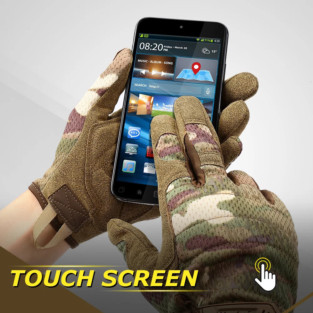 TouchScreen Tactical Gloves Camouflage Paintball Shooting Airsoft Combat Hunting Shockproof Full Finger Glove Bicycle Men Women 251013
