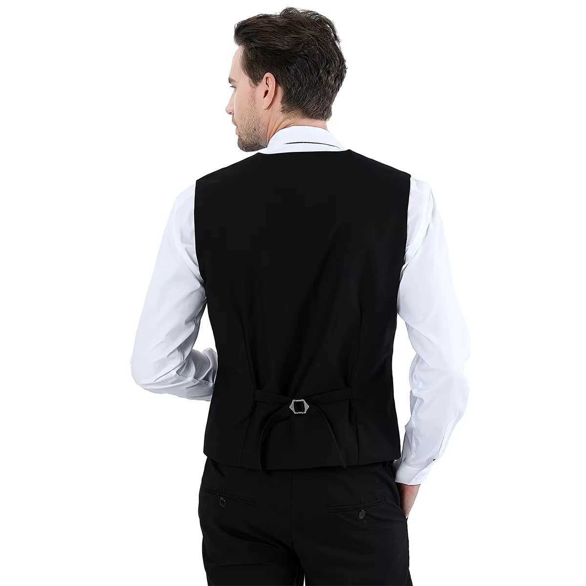 Mens Suit Vest Male Business Formal Wedding Office Birthday Party Outfit Set Easter Church Jacket Black Waistcoat W251029