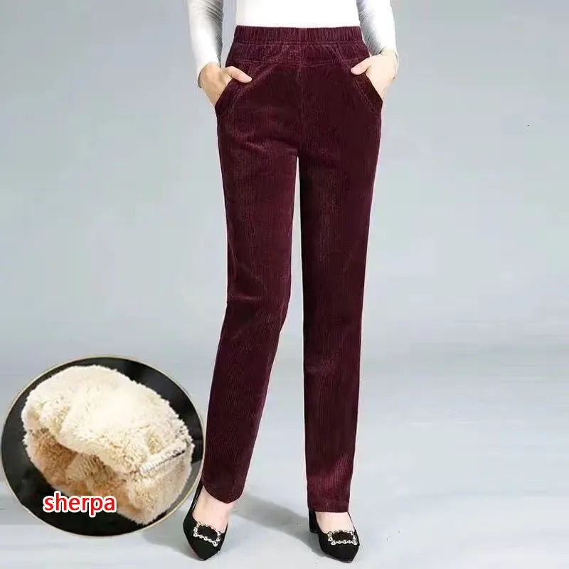 Thin Plush Thick Casual Pants Fleece Pencil Womens Corduroy Warm High Waist Autumn Winter Leggings Trousers 251029