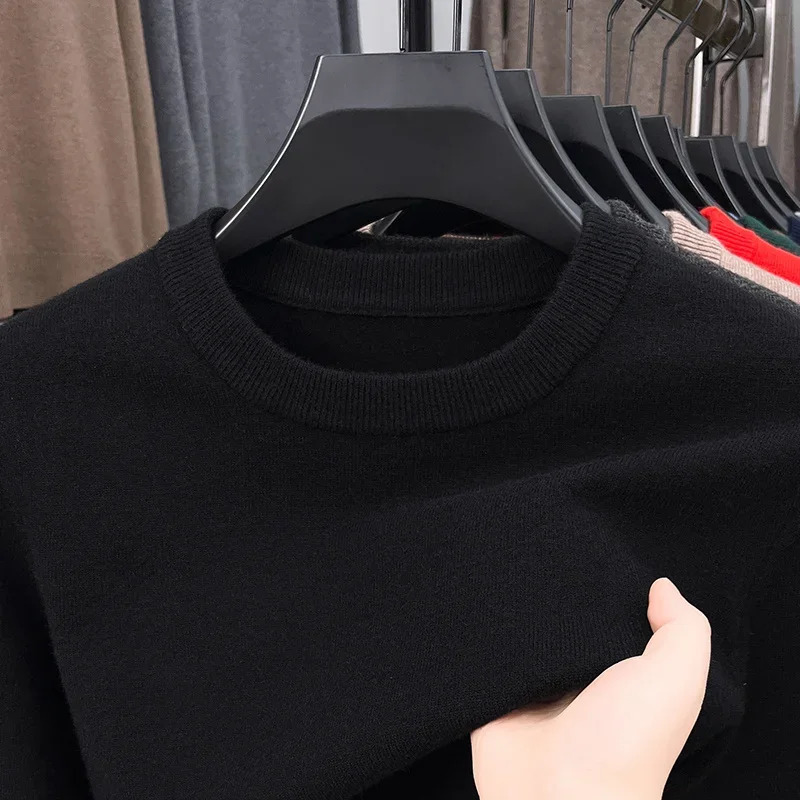 2025 Mens Casual Sweater Round Neck Long Sleeve Knitted Sweater Diamond Pattern Fashion Versatile Top 251029