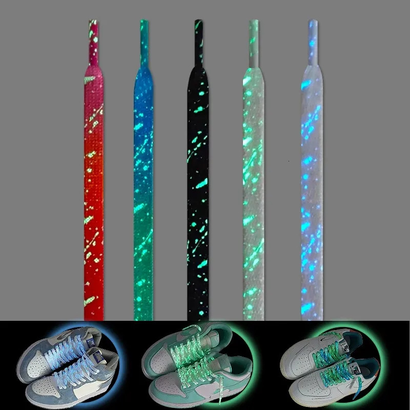 1 Pair Luminous Shoe Laces Glowing Fluorescent Shoelaces For Sneakers Flat Lace Shoes Boot Shoelace Splash ink Shoestrings 251029