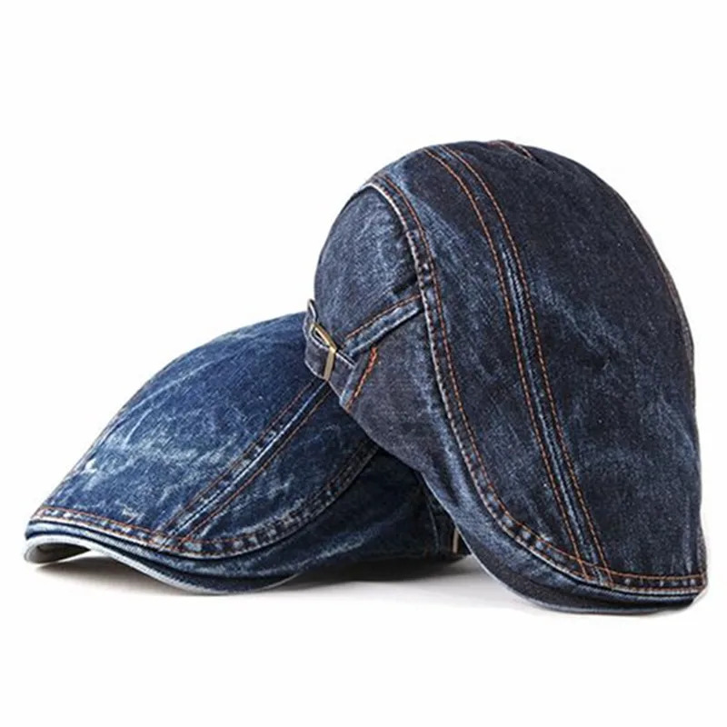 Four Seasons Denim Solid sboy Caps Men Washed Flat Peaked Cap Women Painter Beret Hats 16 251013