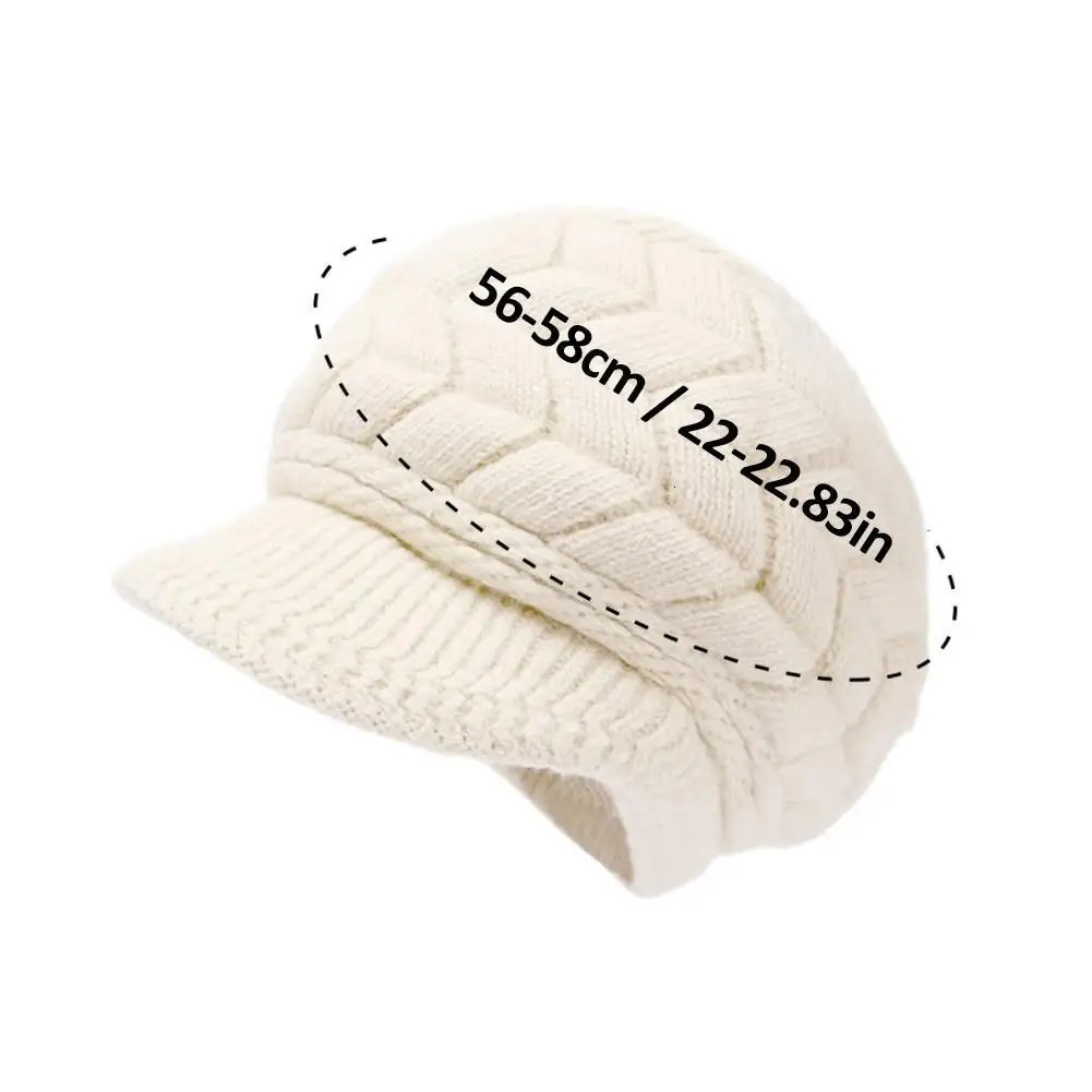 Winter Knit Hat with Visor Brim Double Soft Lining for Women Warm Stylish Beanie Hats Wide Brim Warm Knit Hat Slouchy Beanie Cap 251029