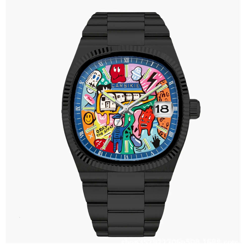 Carsikie2025 Large Dial Square Men's Sports Cartoon Quartz Watch Blue Mirror