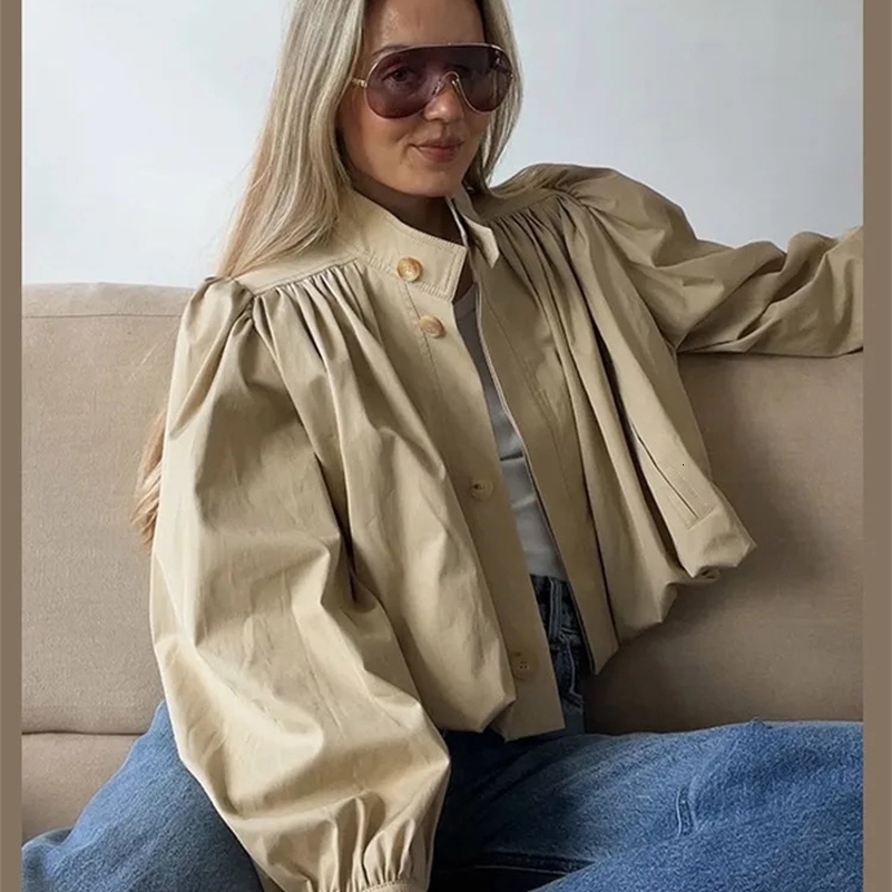Fashion Stand Womens Trench Coat Long Sleeve Singlebreasted Lady Bomber Jacket 2025 Spring Autumn High Street Outerwears 251028