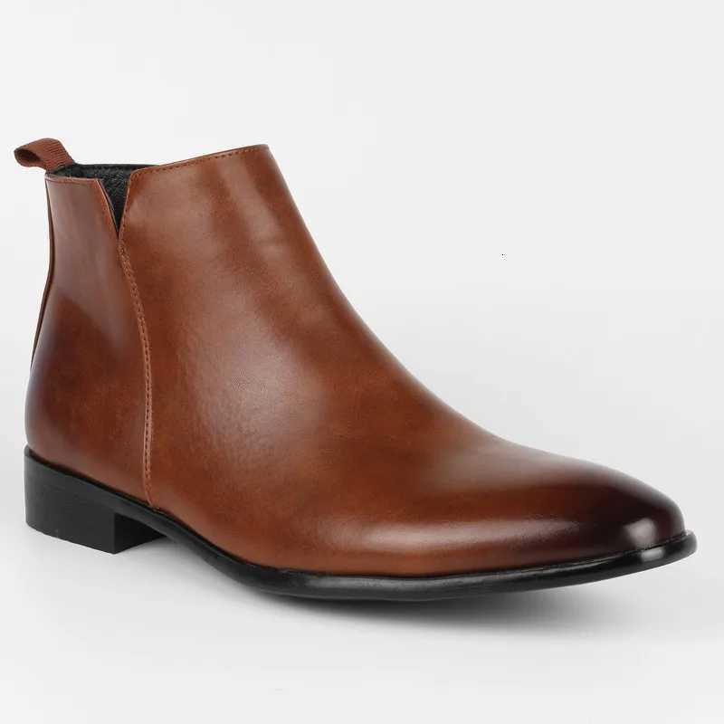Brand Leather Men Chelsea Boots Designer Italy Dress Boots Men Fashion Casual Business Ankle Boots Dress Man Shoes Large Size Z251029