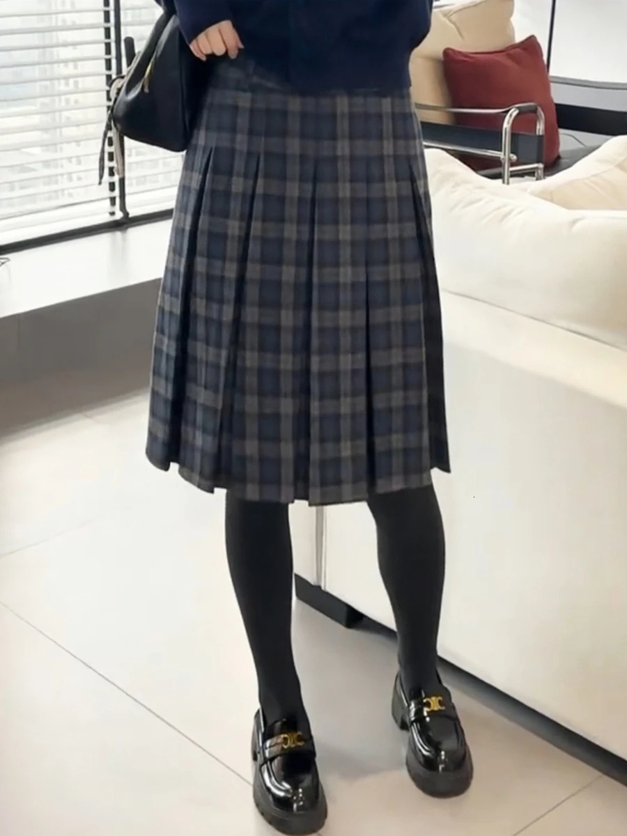 Retro Tweed Plaid ALine Skirt High Waist Slimming Ele Versatile Womens Early Autumn Winter Faion Skirt 251028