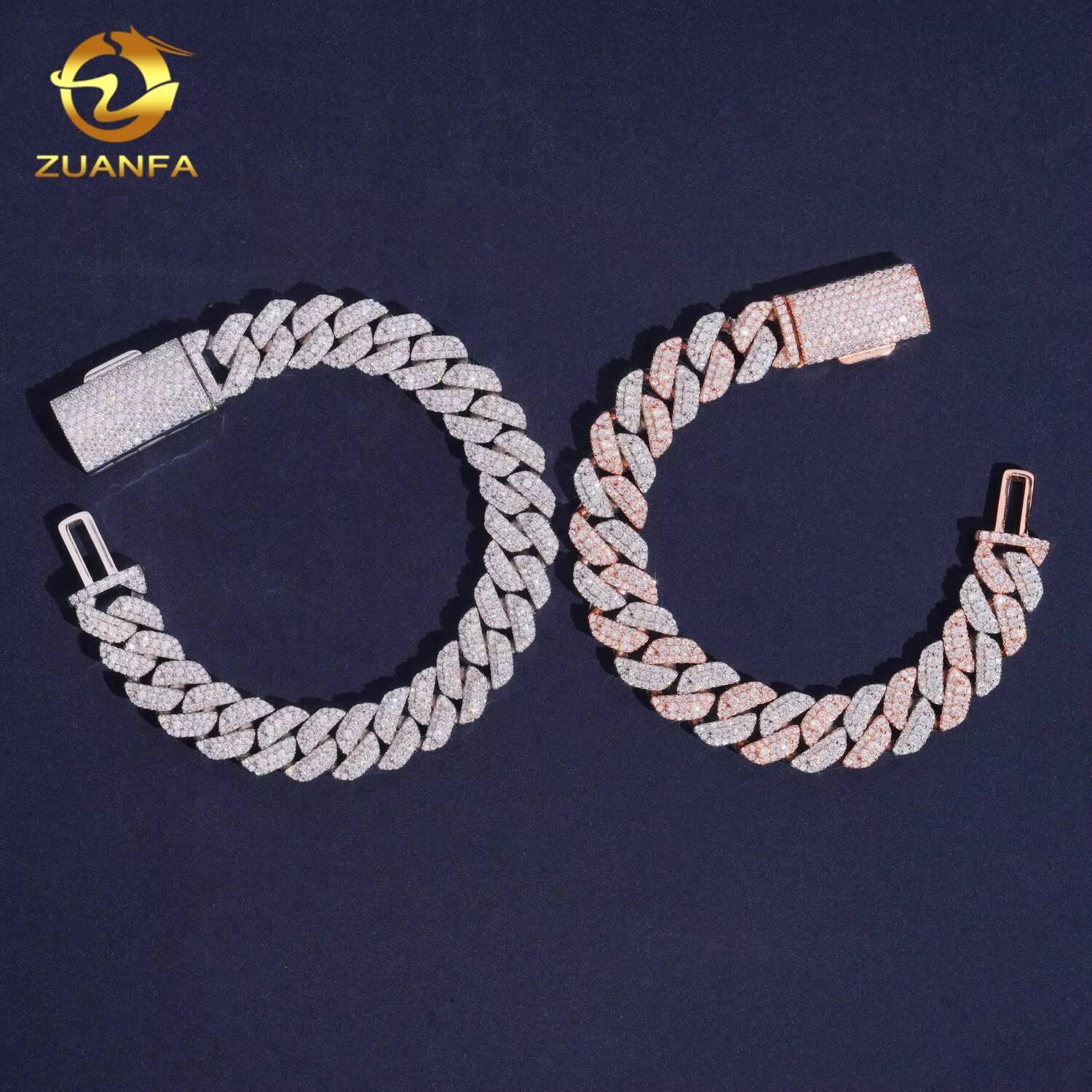 Hot Selling Rise Moissanite Design13mm 925 Sterling Silver Hip Hop Iced Out Pass Diamond Test Moissanite Cuban Link Bracelet