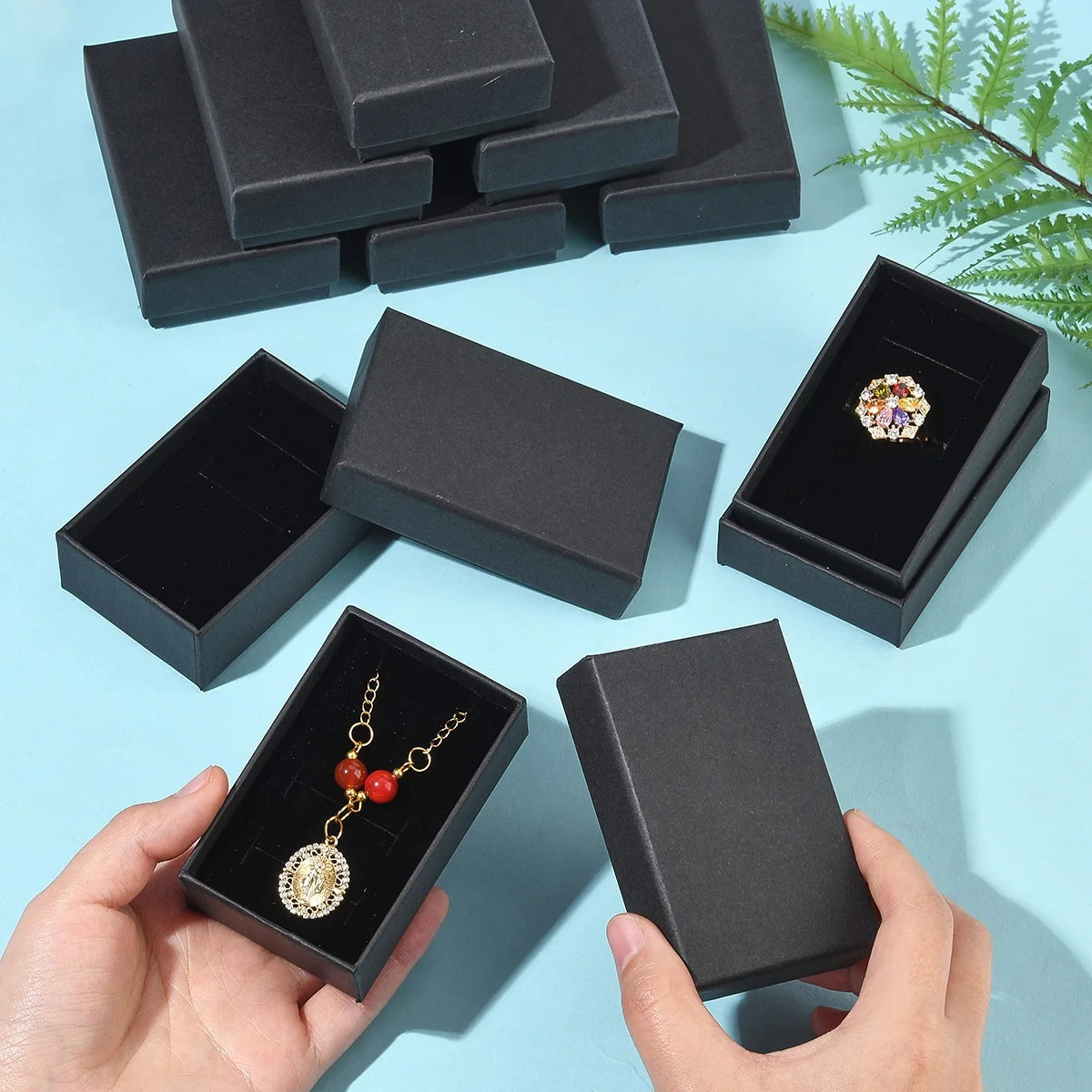 24 Pcs Kraft Paper Cardboard Jewelry Boxes Ring Box Rectangle For Valentines Day Mothers Gift Packaging 251013