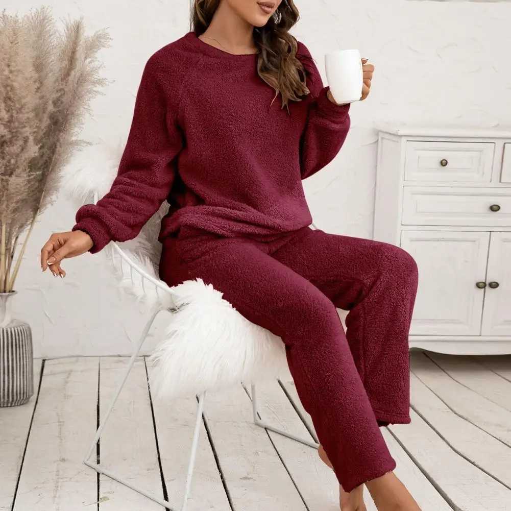Purple Flannel Women Pajamas Sets Autumn Winter Long Sleeves Long Pants Casual Sleepwears Soft Pijamas Comfy Pyjamas CozyT251029