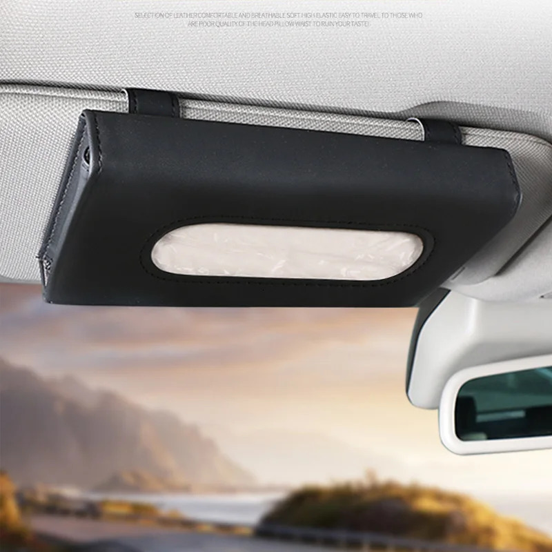 PU Leather Tissue Box Auto Car Truck Sun Visor Hanging Holder Car Tissue Boxes Auto Interior Storage Decoration Accessories 251029