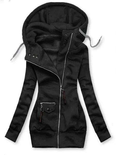 Women Oversize Hoodies Sweatshirts Pullovers Hoodie Female Patchwork Sweatshirt Autumn Warm Hoody Zipper UP Tops 251016
