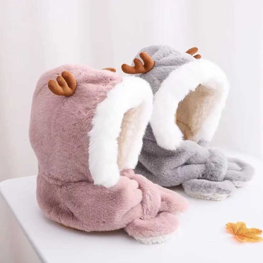 Winter Beanie Hat Scarf for Baby Integrated Ear Protection Windproof Cap Scarf for Kids Plush Neck Warm Ski Windproof Hat251028