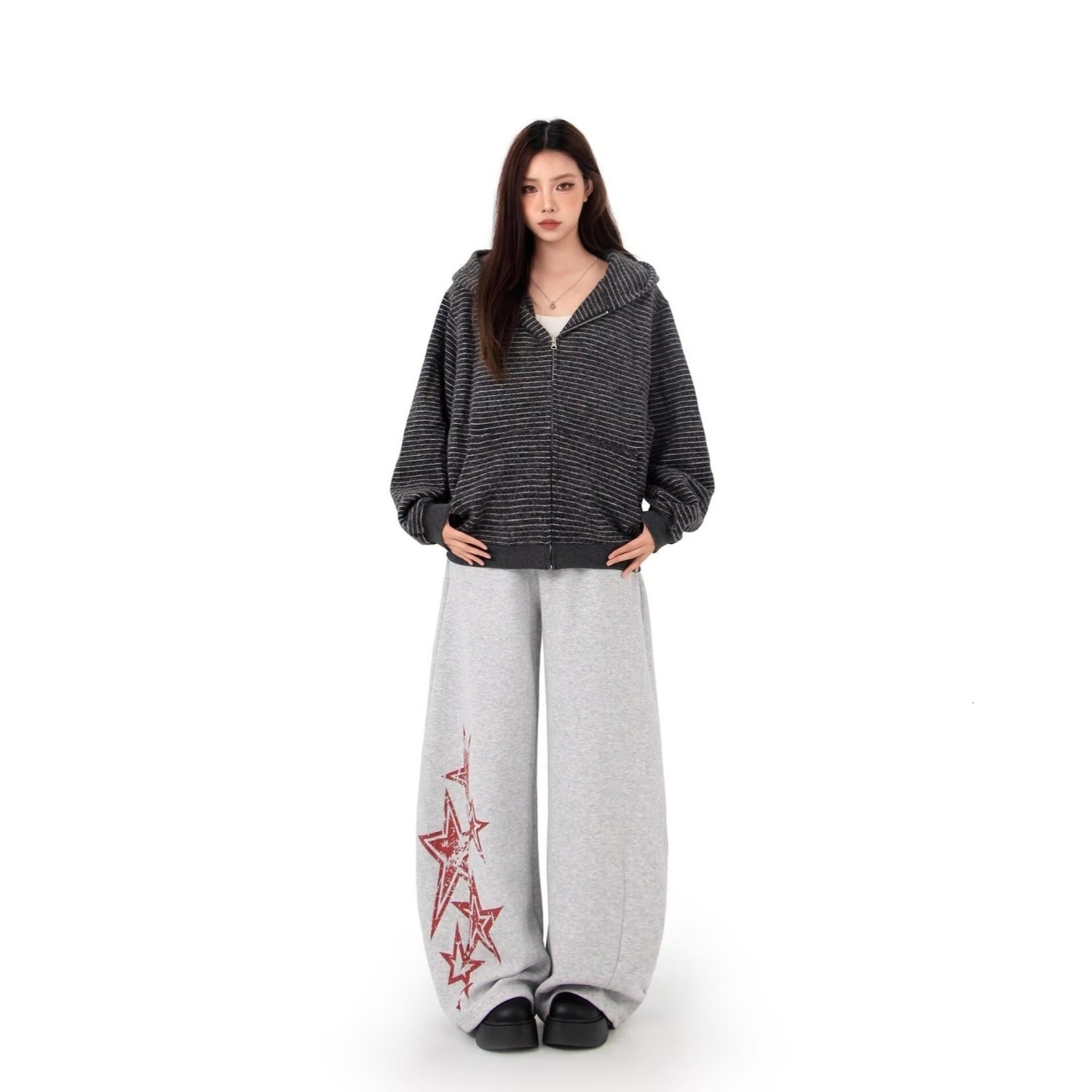 New casual high-quality striped sportswear with Ins minimalist and elegant design, fashionable and versatile, Harajuku Art