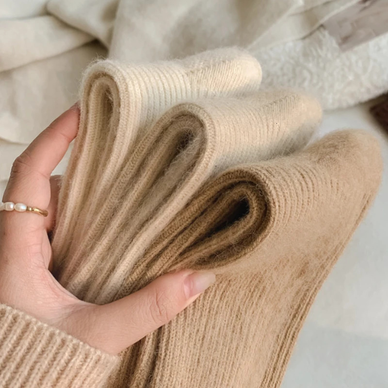 Women Wool Socks Warm Winter Thick Cashmere Fuzzy Casual Solid Color Comfortable Home Sock Soft Long Thermal High Quality 251029