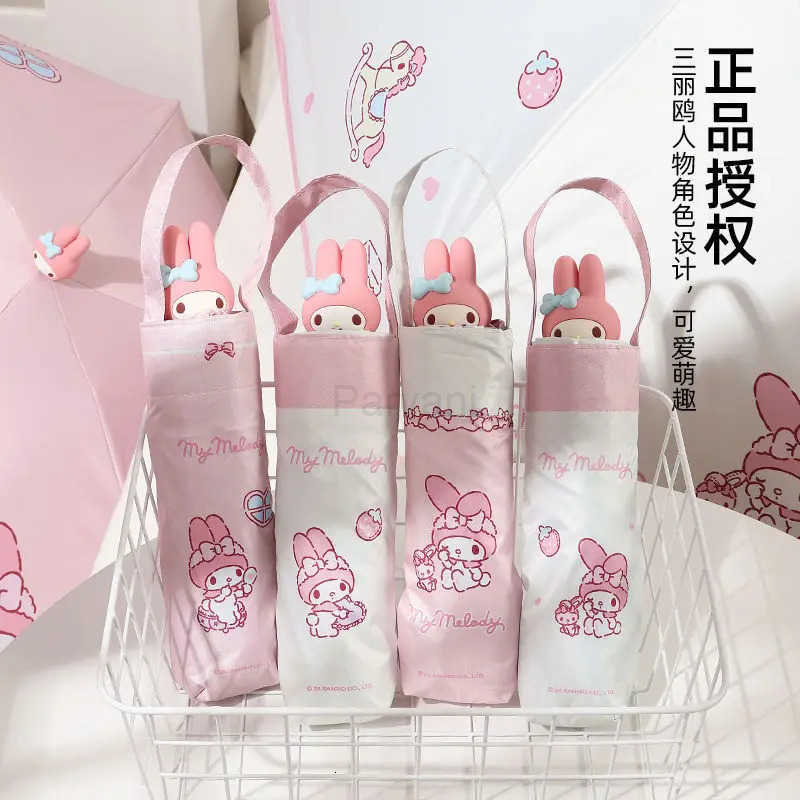 Sanrio New Sanrio Umbrella My Melody Kawaii Kuromi Cartoon Sunshade Umbrella Sun Umbrella Sunscreen AntiUltraviolet Folding Umbrella L251029