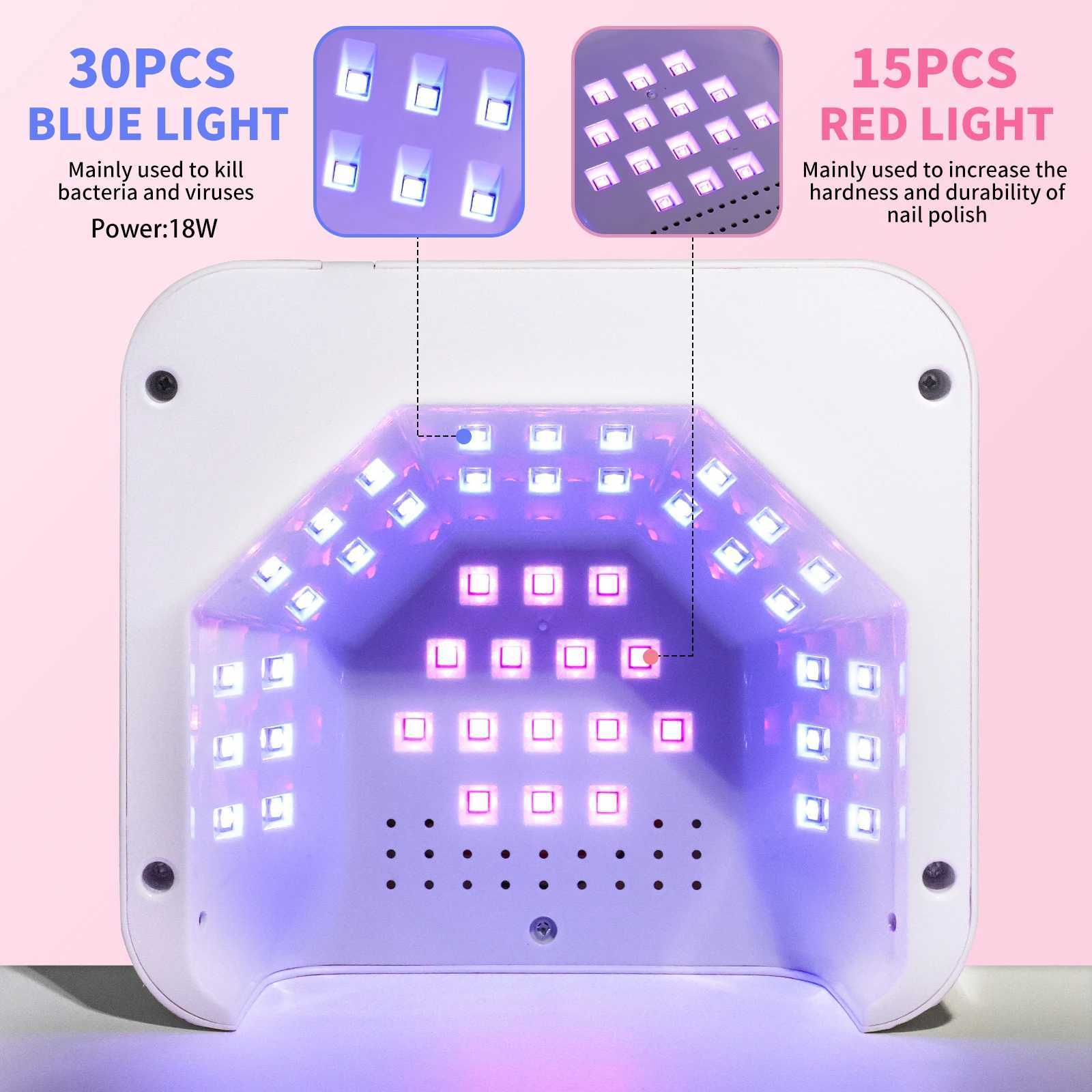 New 45LED Nail Lamp Professional UV LED Nail Dryer 4 Time Modes and Automatic Sensors Gel Nail Light With Mini LED UV Lamp J251117